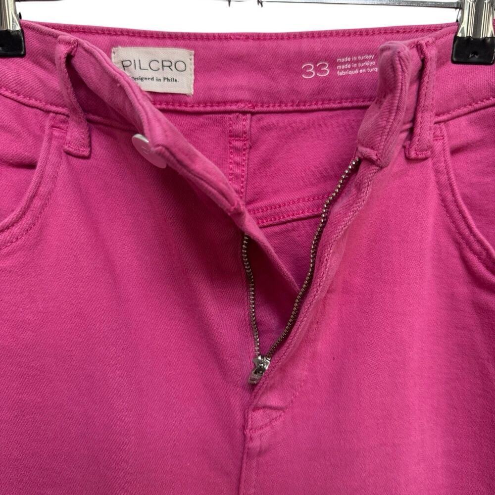 Pilcro The Yaya Cotton Blend Mid-Rise Denim Crop Flare Jeans Pink Womens Size 33 - Picture 7 of 16
